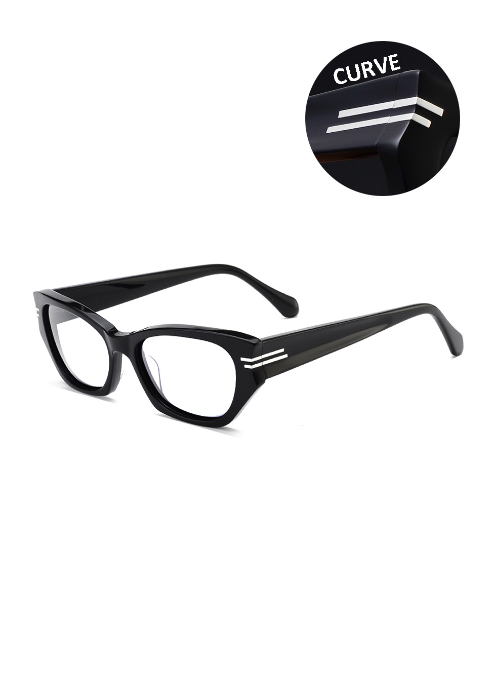 Ouyuan 006201 montatura cat-eye acetato nero tartarugato