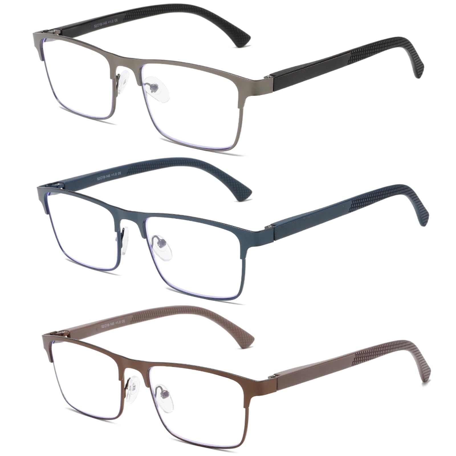 Hubeye Metal Square Occhiali da Lettura 1.5 3 Pezzi Metallo
