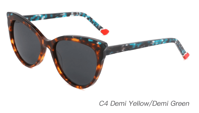 Ouyuan AS00005 occhiali da sole donna cat eye acetato colorato