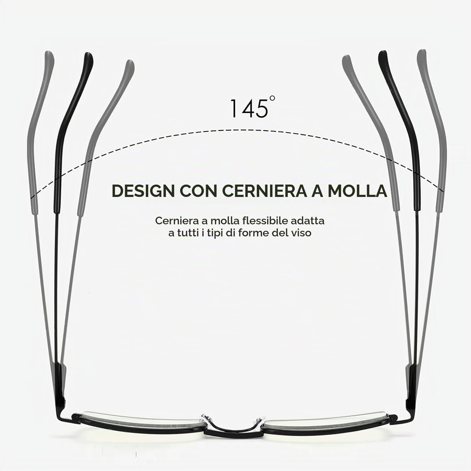 Hubeye Metal Square Occhiali Lettura 1,5 Metallo 2 Paia Anti Blu