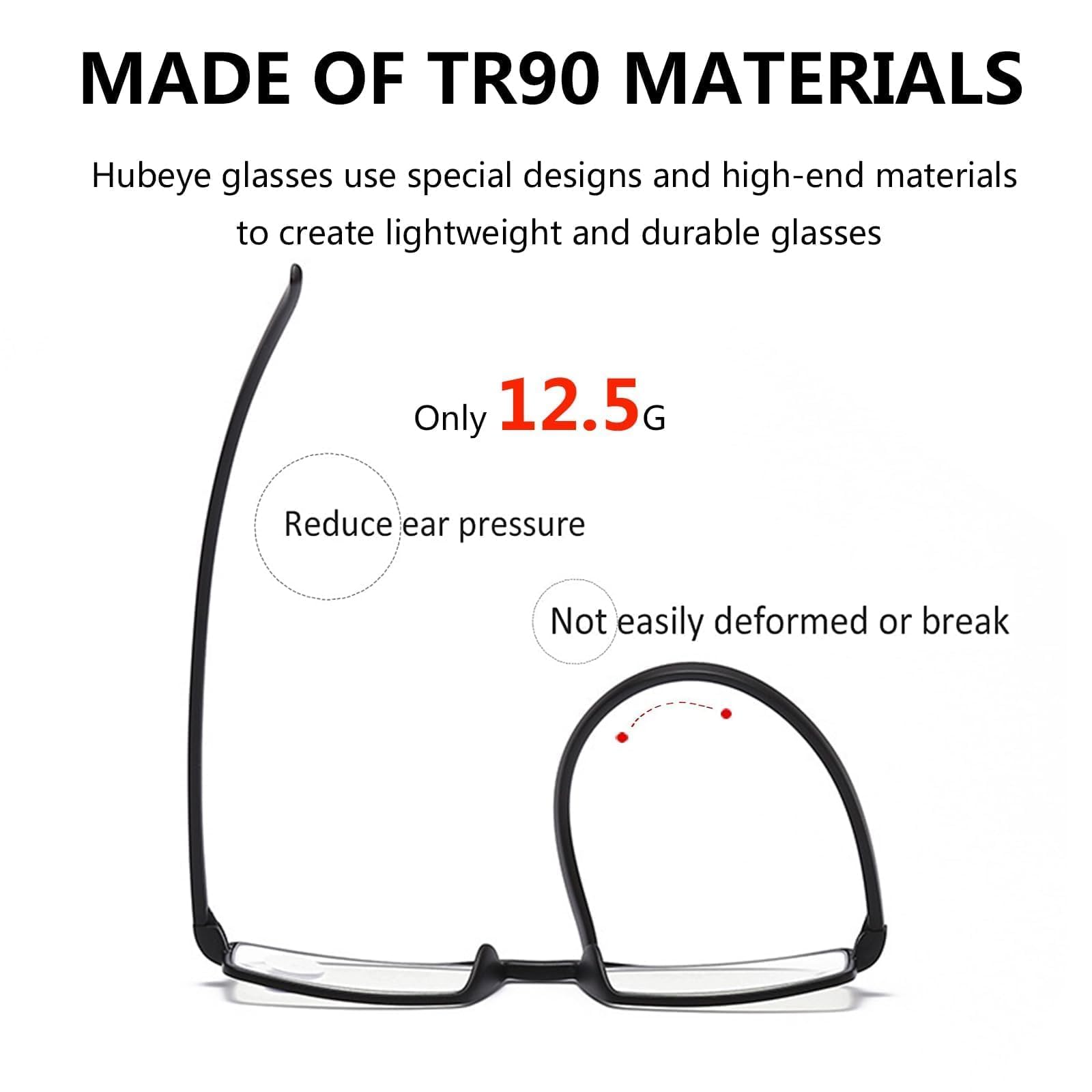 Hubeye TR90 Sports Occhiali Lettura 1,5 Neri 4 Paia Anti Luce Blu
