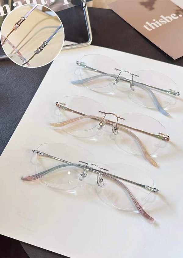 Ouyuan OYZ1891 montatura vista rimless titanio rosa ultraleggera