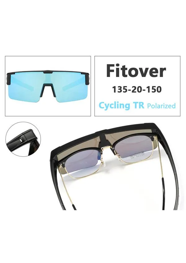Ouyuan OYFITOVER899 occhiali da sole shield polarizzati neri