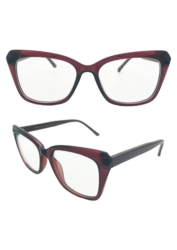 Ouyuan NOCP24028 montatura vista farfalla acetato bordeaux 52-17