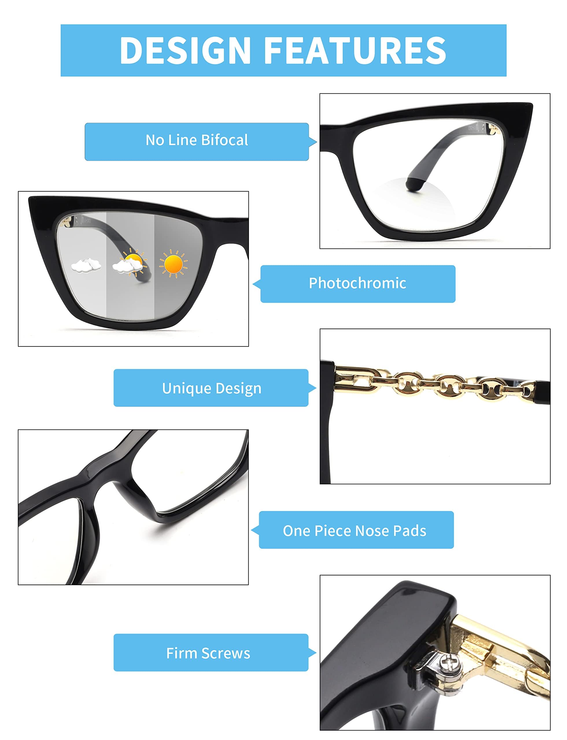 JM Occhiali da Sole da Lettura Donna Cat Eye Fotocromatici
