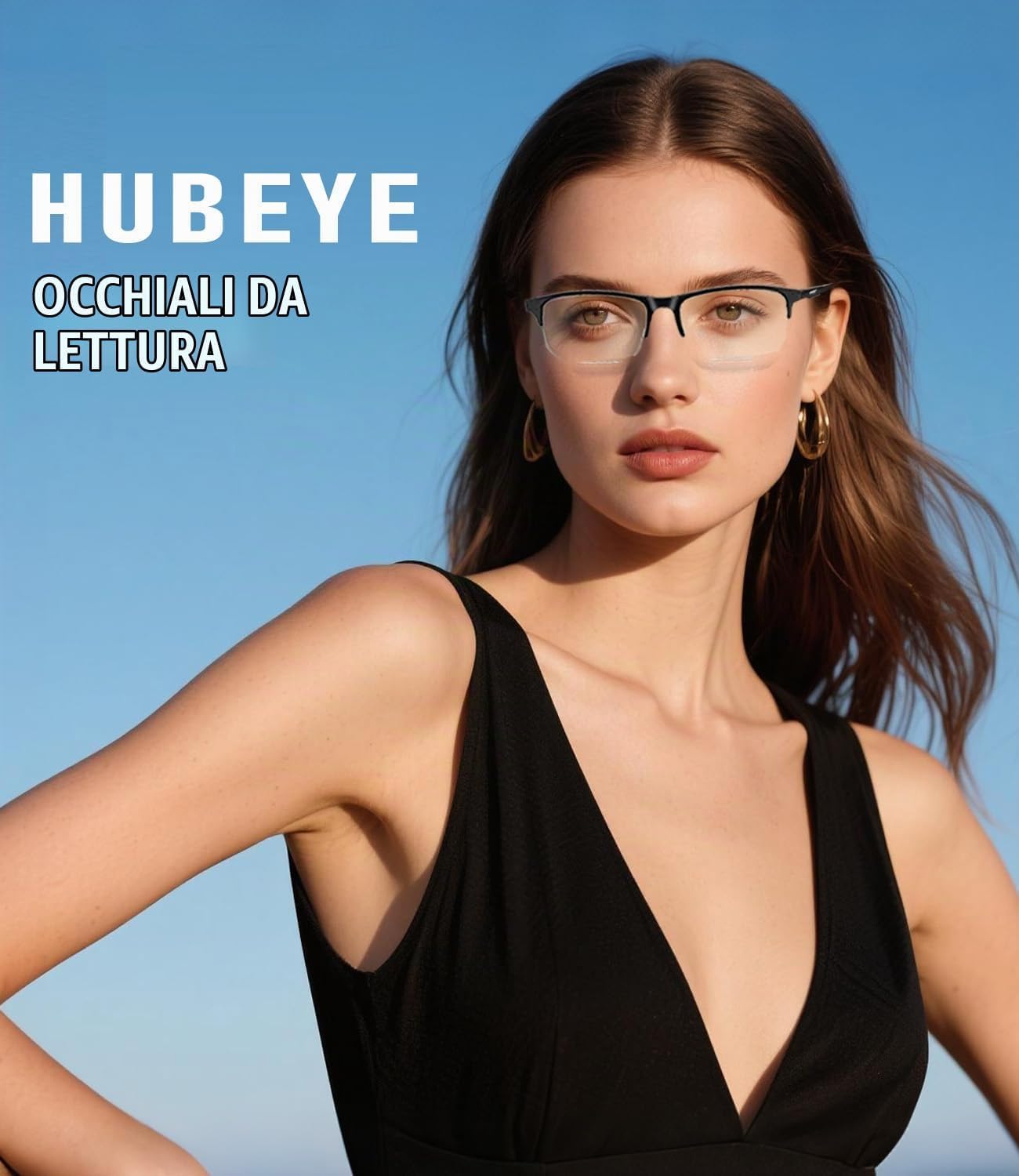 Hubeye Half Moon Occhiali Lettura 1,5 Mezza Montatura Anti Luce Blu