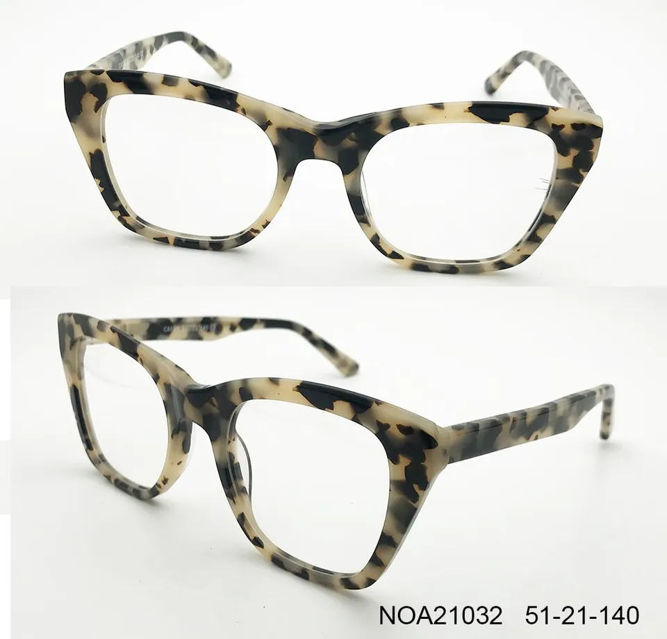 Ouyuan NOA21032 montatura occhiali beige nero acetato unisex