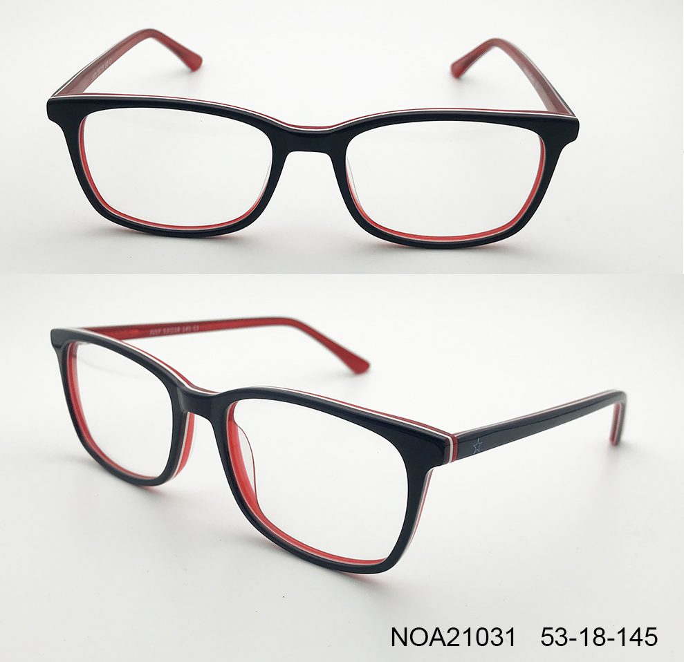 Ouyuan NOA21031 montatura occhiali rettangolare donna nero rosso
