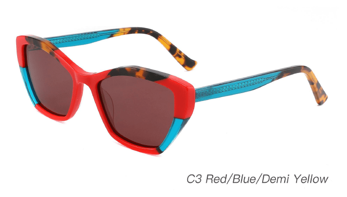 Ouyuan Eyewear AS00004 Occhiali da Sole Cat-Eye Colorati Donna