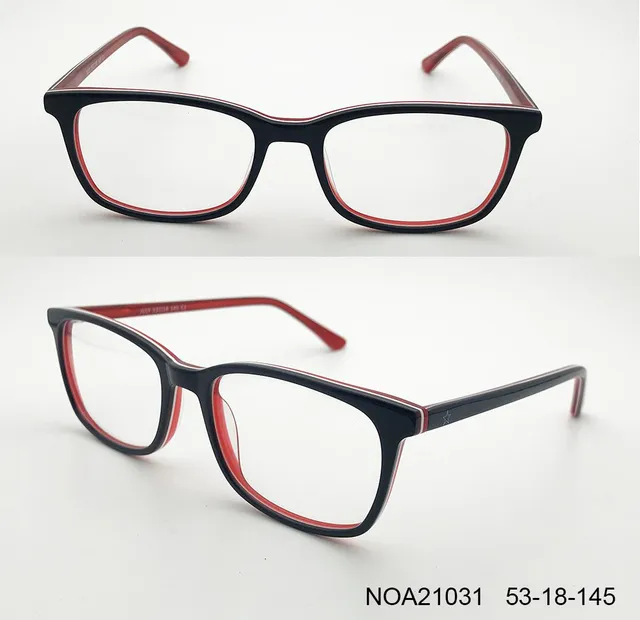 Ouyuan NOA21031 montatura occhiali rettangolare donna nero rosso