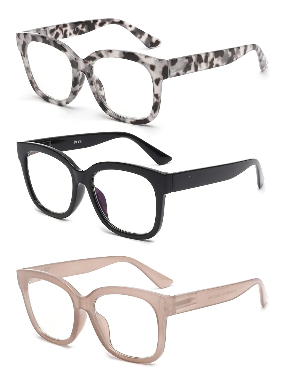 JM Occhiali Lettura Blocco Luce Blu 3 pack +2.00 nero grigio rosa