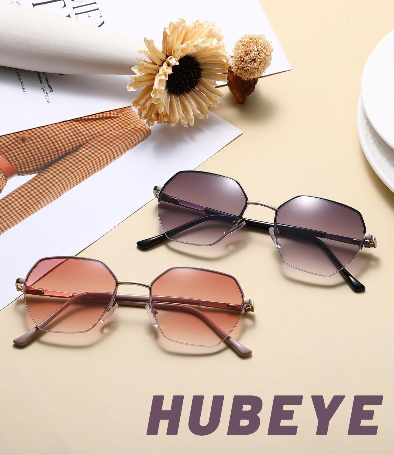 Hubeye Metal Square Occhiali Lettura Sole 1.0 Donna