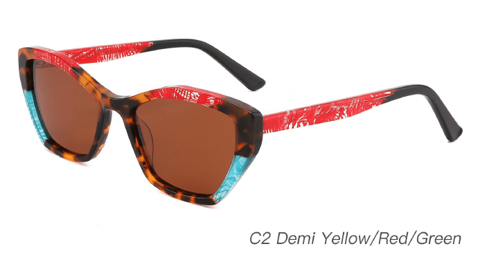 Ouyuan Eyewear AS00004 Occhiali da Sole Cat-Eye Colorati Donna