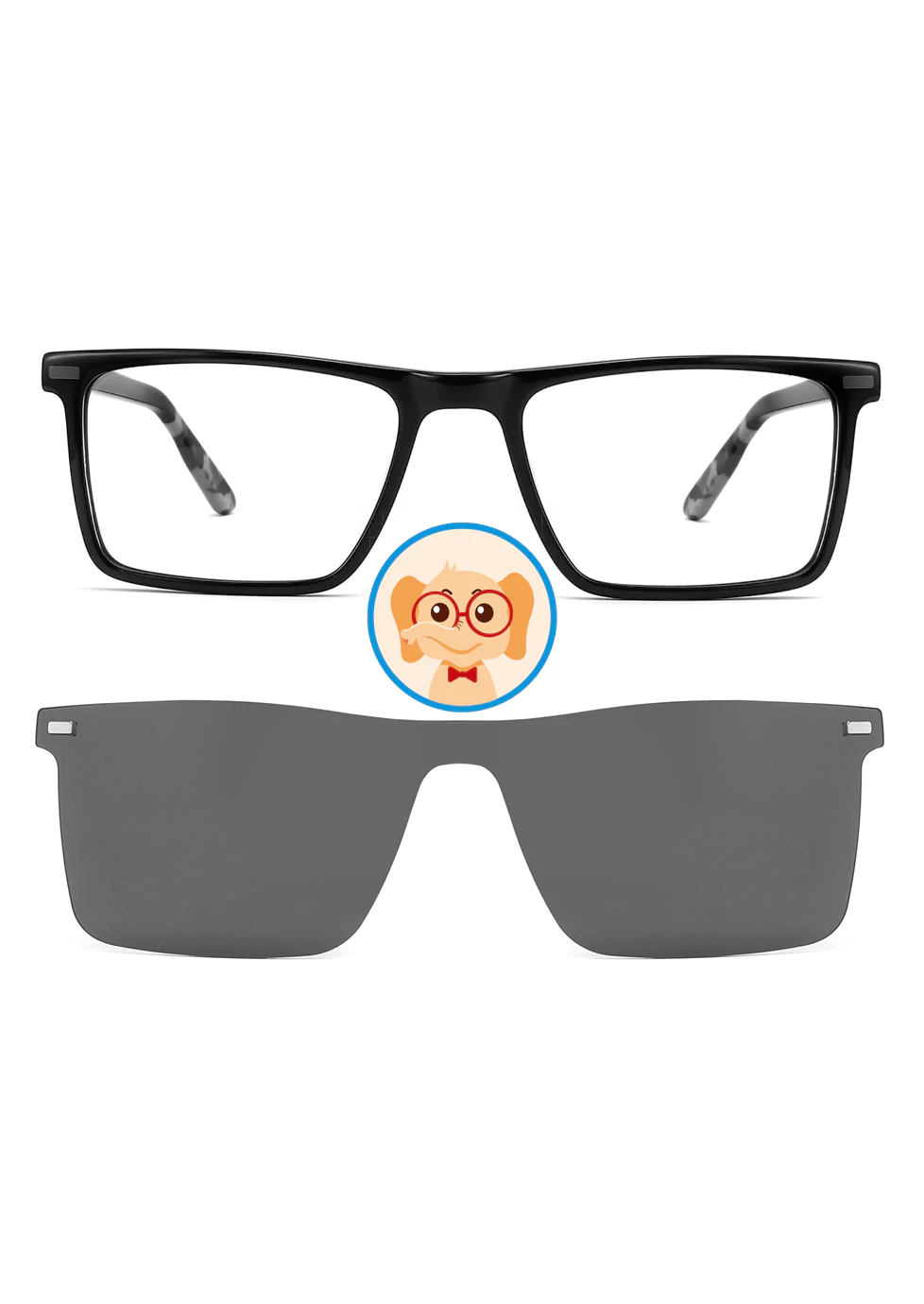 Ouyuan TAK9041 clip on occhiali ragazzo rettangolare mimetico