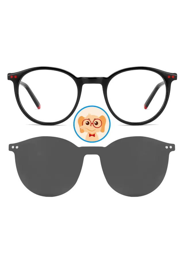 Ouyuan TAK9045 occhiali bambini rotondi con clip on sole
