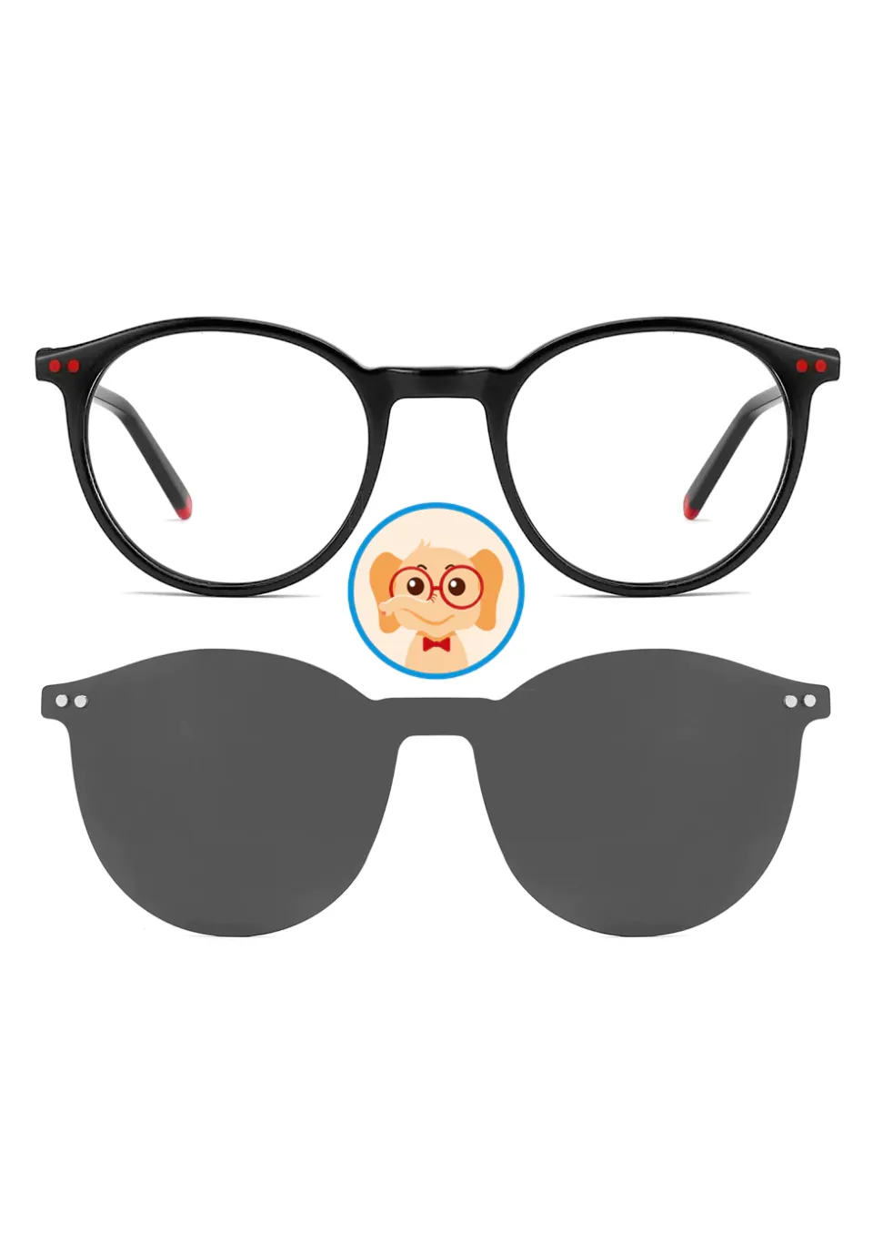 Ouyuan TAK9045 occhiali bambini rotondi con clip on sole