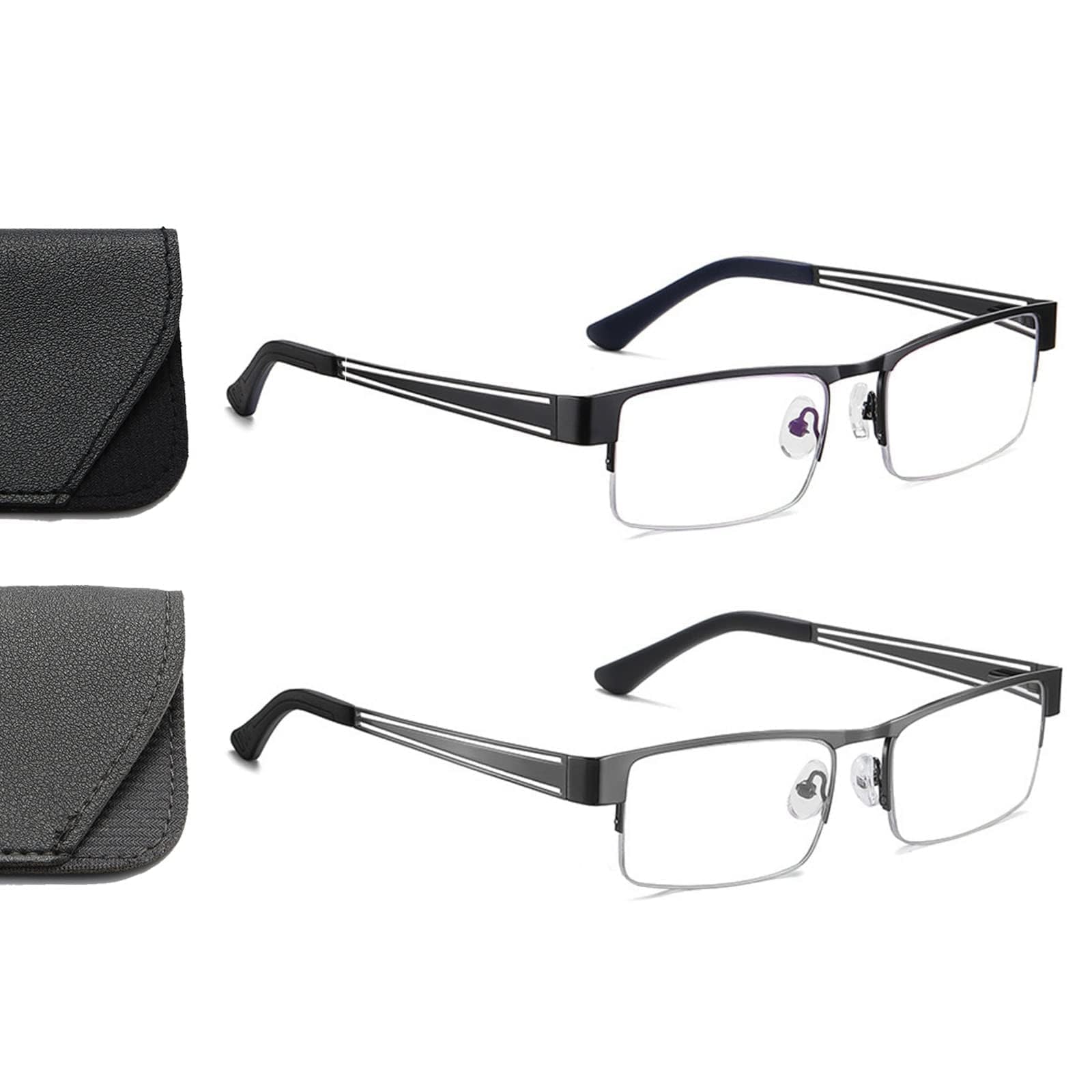 Hubeye Half Moon Occhiali Lettura 1,0 Nero/Grigio 2 Paia Anti Blu
