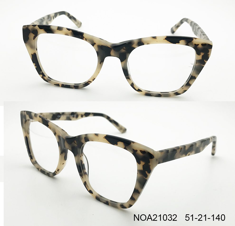 Ouyuan NOA21032 montatura occhiali beige nero acetato unisex