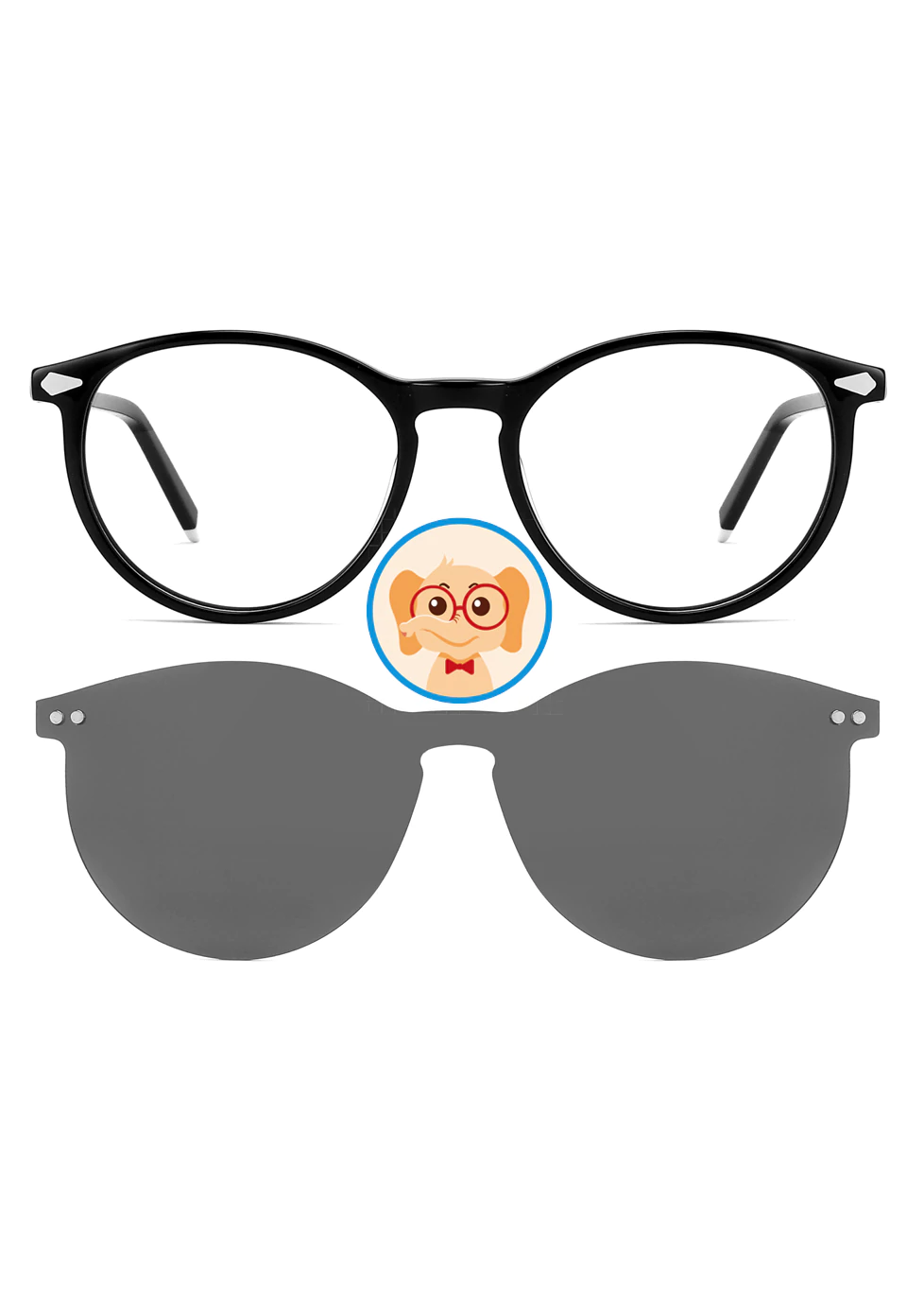 Ouyuan Clip Ons TAK9042 occhiali clip-on bimbo rotondi acetato