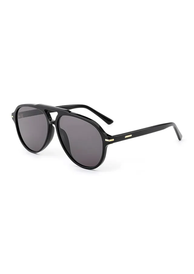 Ouyuan 001443 occhiali da sole aviatore oversize neri