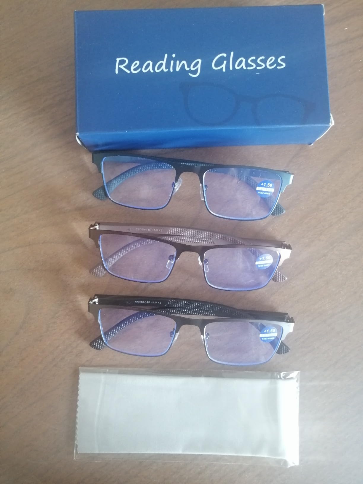 Hubeye Metal Square Occhiali da Lettura 1.5 3 Pezzi Metallo
