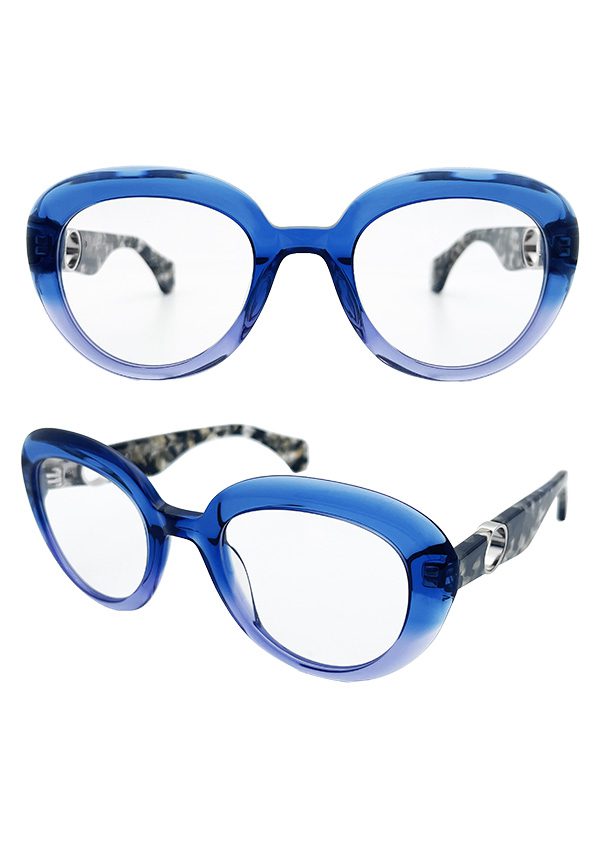 Ouyuan NOA24007 montatura blu ovale acetato 50-20-145