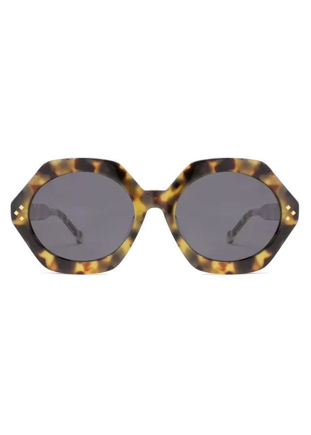 Ouyuan YD1203T occhiali da sole geometrici neri acetato