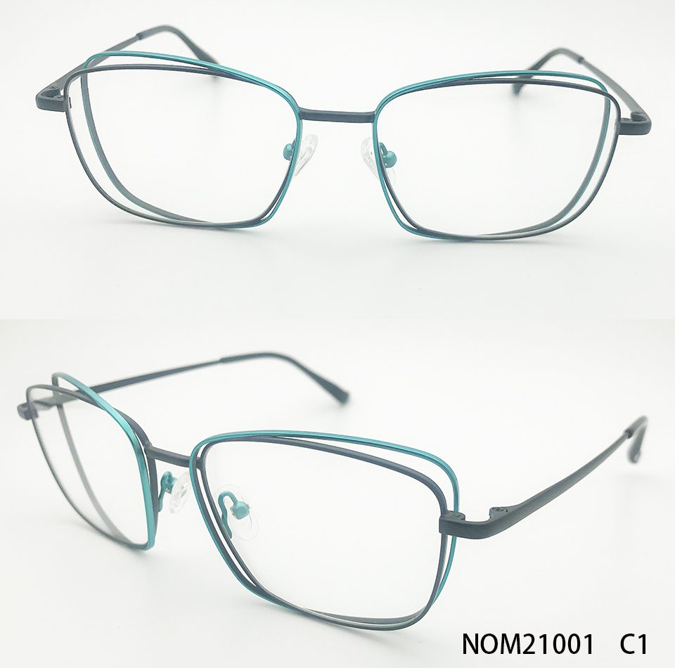 Ouyuan NOM21001 montatura occhiali acciaio donna blu verde