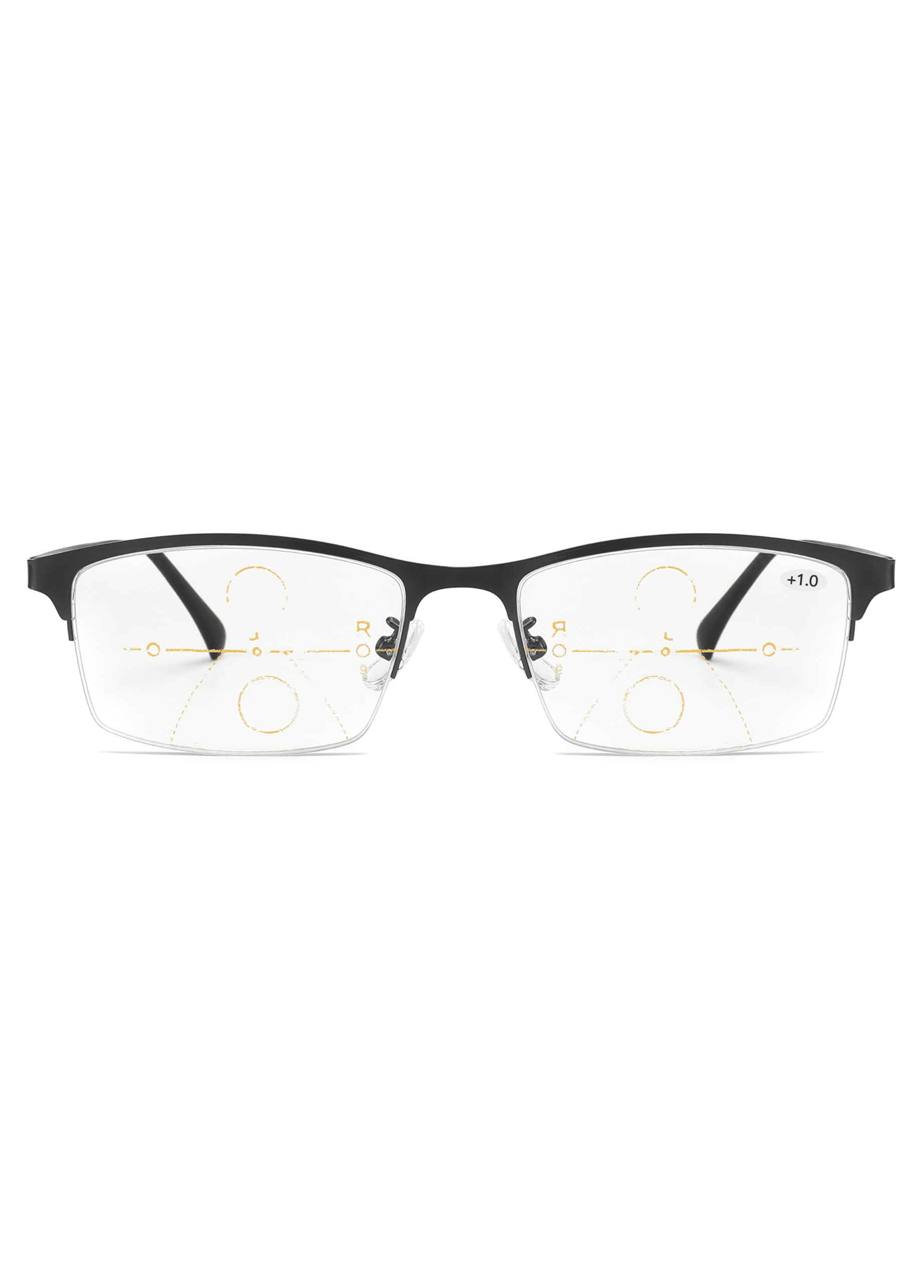 Ouyuan RG8202 Occhiali da Lettura Uomo Nero Mezza Montatura