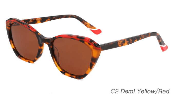 Ouyuan AS00003 occhiali da sole donna cat-eye colorati acetato