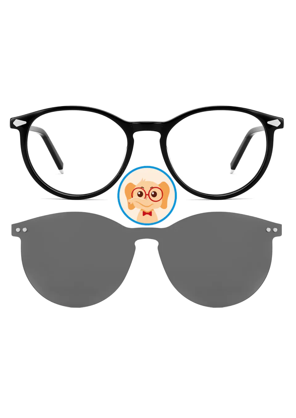 Ouyuan Clip Ons TAK9042 occhiali clip-on bimbo rotondi acetato