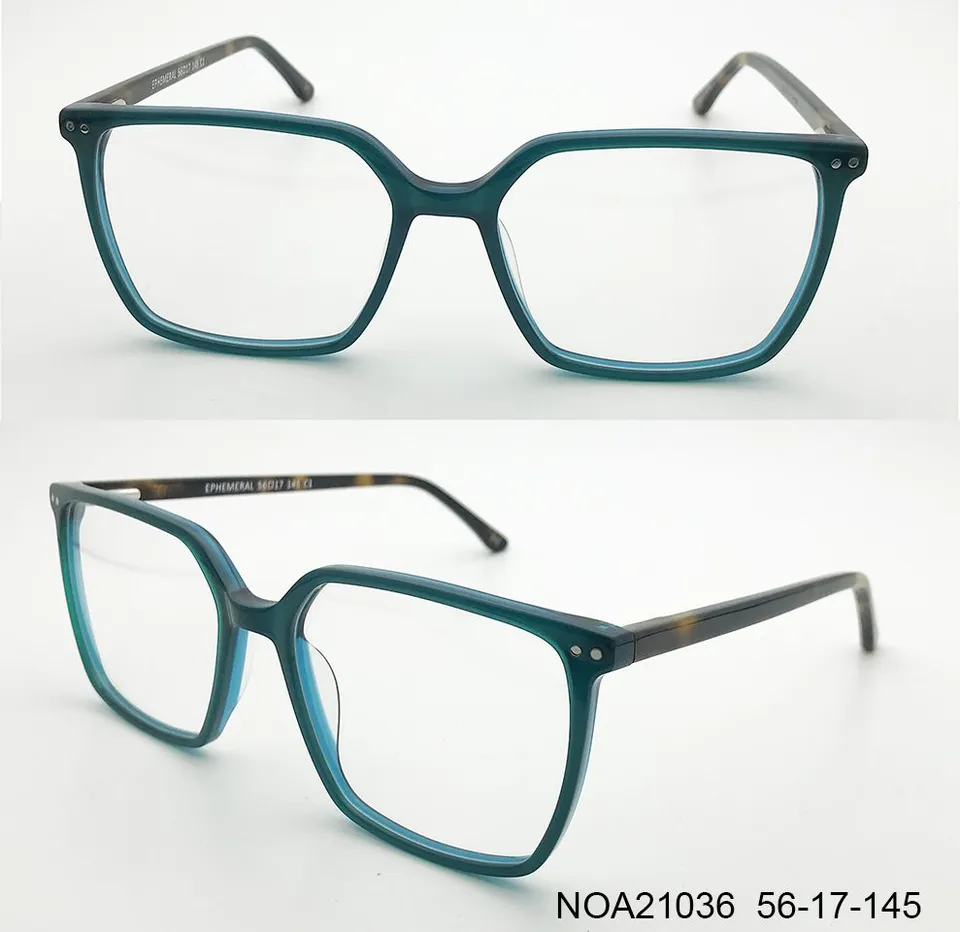 Ouyuan NOA21036 montatura occhiali acetato blu lago oversize