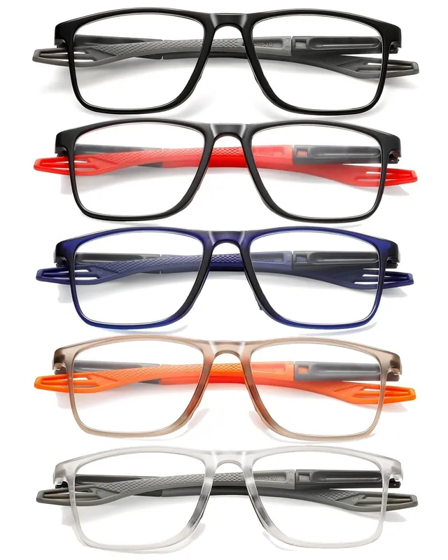 Hubeye TR90 Sports Occhiali Lettura 0.0 Anti Luce Blu 5 Paia
