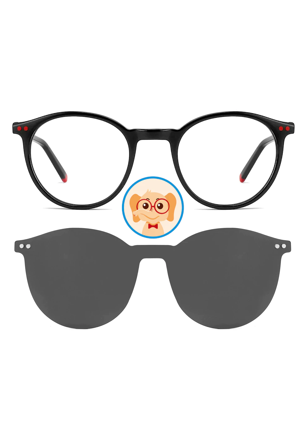 Ouyuan TAK9045 occhiali bambini rotondi con clip on sole