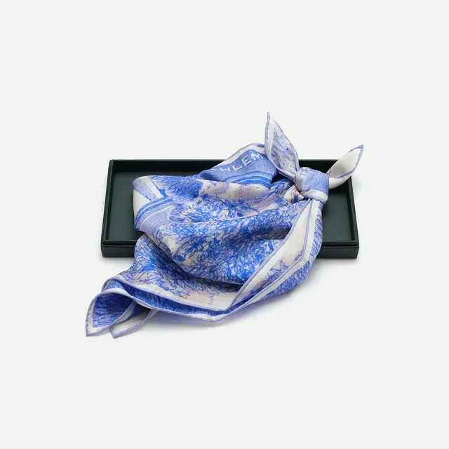 Ahlem Silk Scarf sciarpa in seta Navy 55x55 limitata