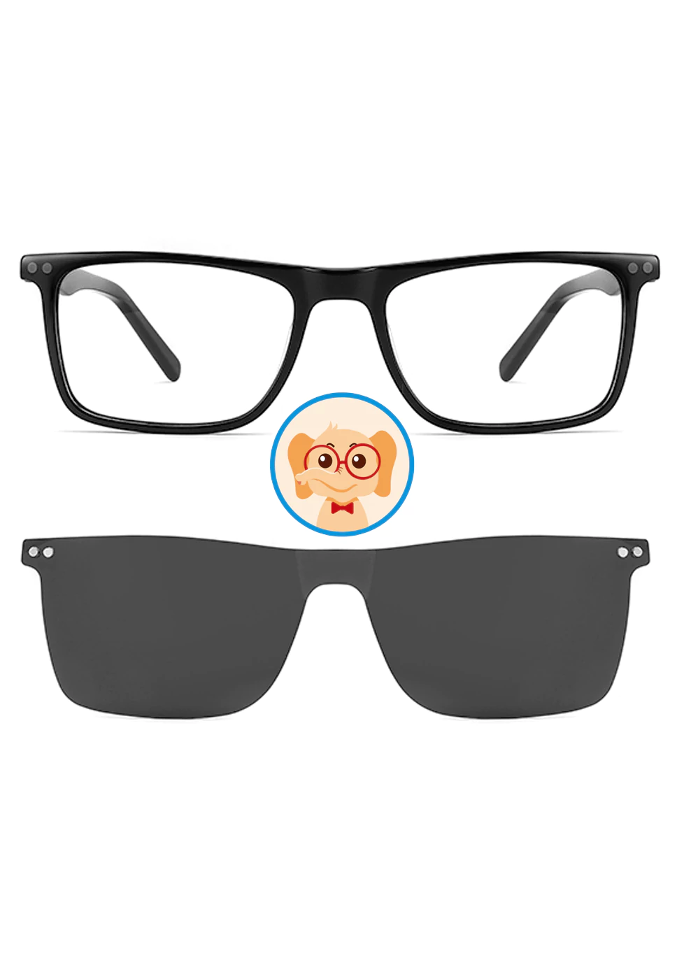 Ouyuan Clip Ons TAK9039 Occhiali da Vista Bambino Nero Acetato