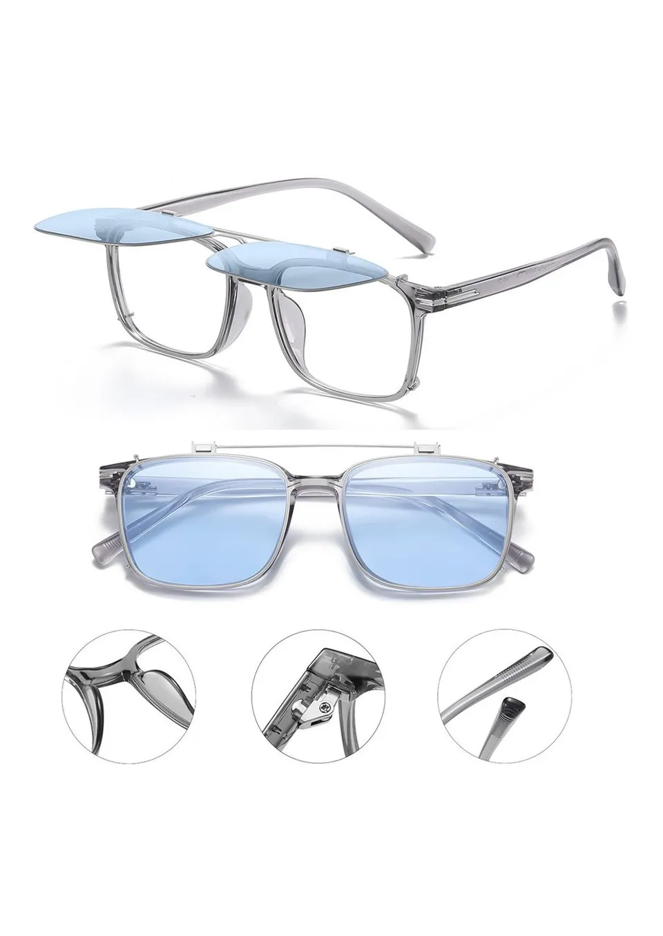 Ouyuan Clip Ons 6042F clip-on occhiali nero opaco polarizzati