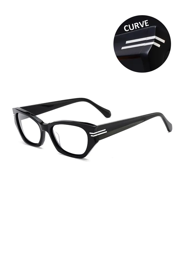 Ouyuan 006201 montatura cat-eye acetato nero tartarugato