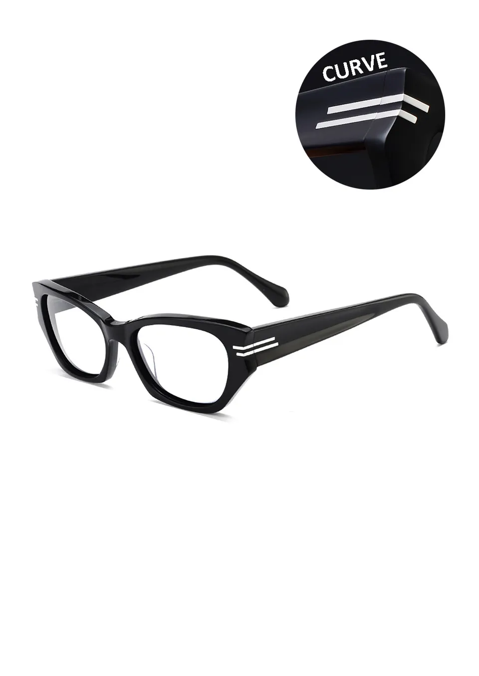 Ouyuan 006201 montatura cat-eye acetato nero tartarugato
