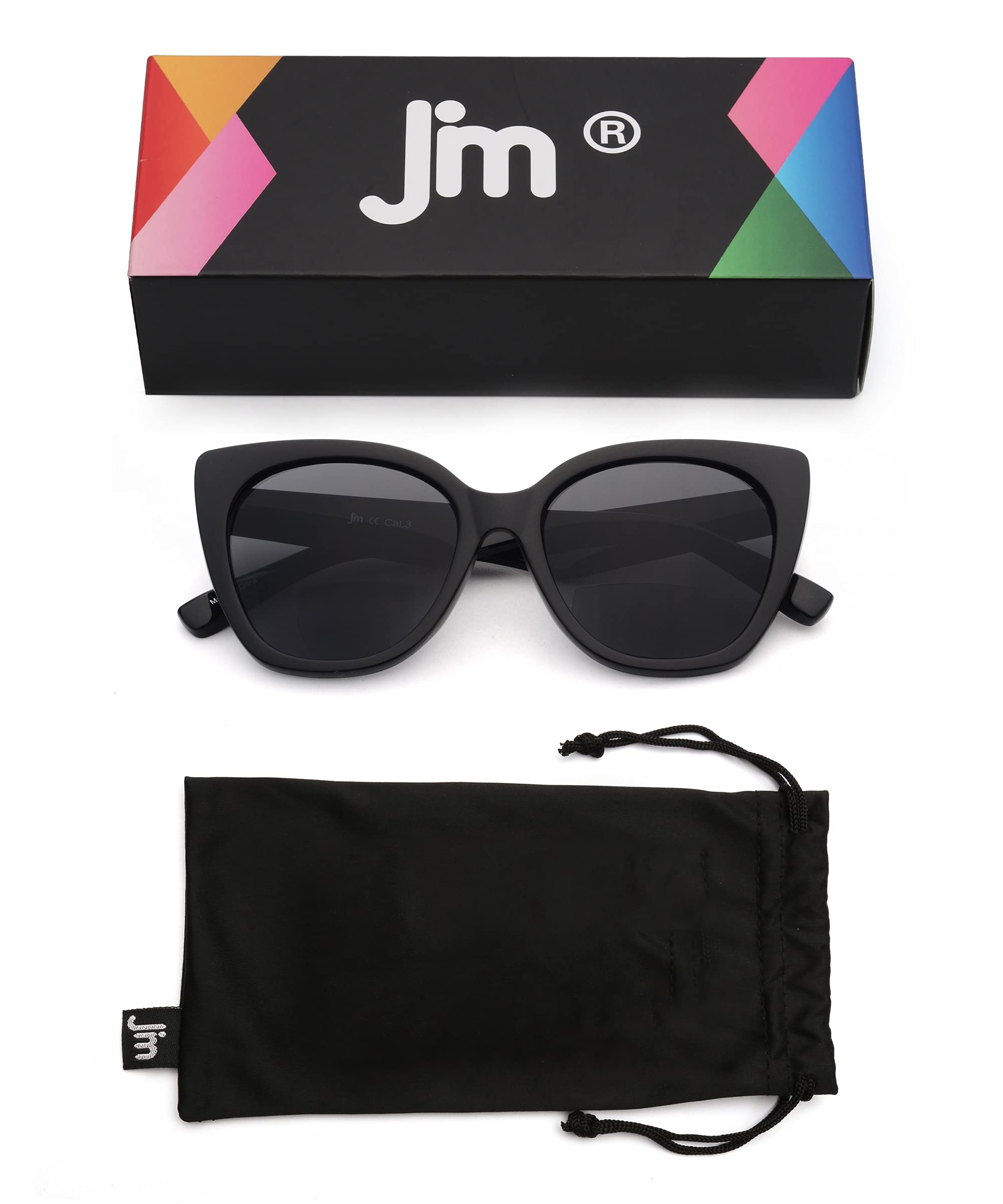 JM Occhiali Sole da Lettura rettangolari UV Nero 2.5x