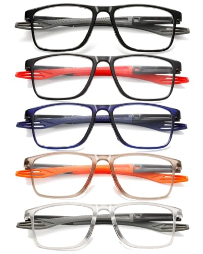 Hubeye TR90 Sports Occhiali Lettura 0.0 Anti Luce Blu 5 Paia