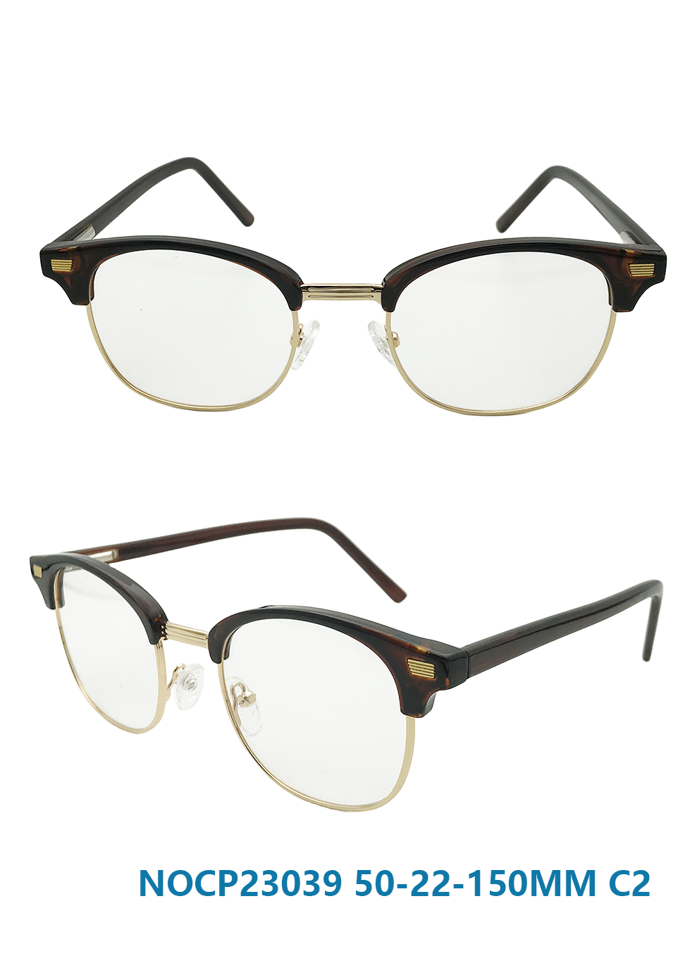 Ouyuan NOCP23039 C2 occhiali da vista browline marrone