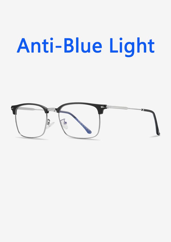 Ouyuan 1828 occhiali luce blu browline TR90 nero oro