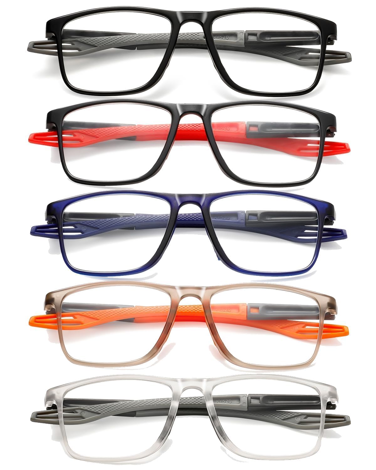 Hubeye TR90 Sports Occhiali Lettura 0.0 Anti Luce Blu 5 Paia