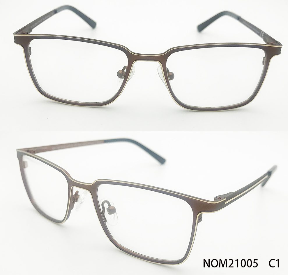 Ouyuan NOM21005 montatura uomo acciaio marrone oro