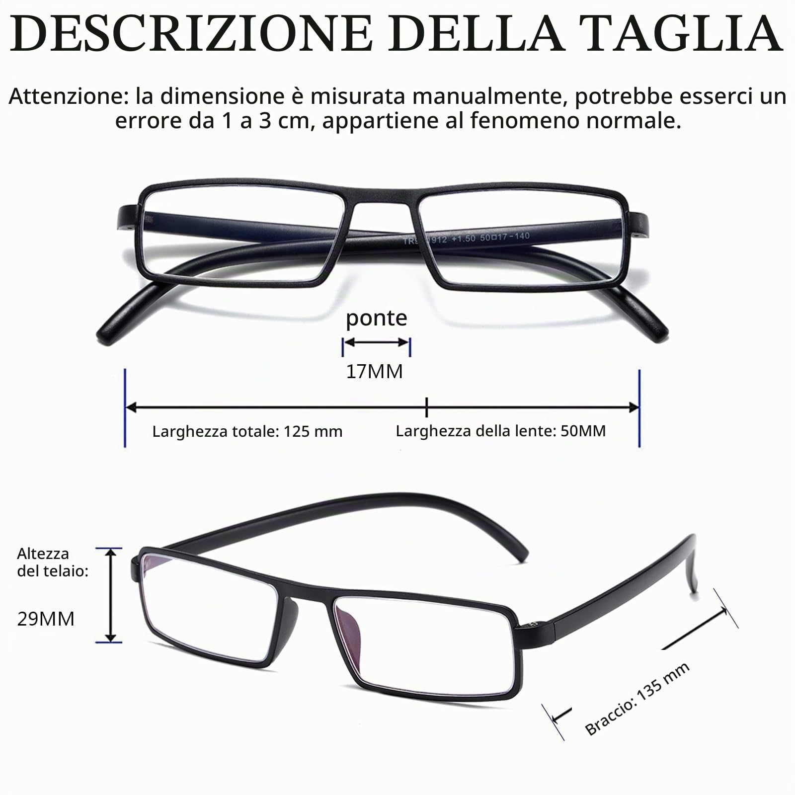 Hubeye TR90 Sports Occhiali Lettura 1,5 Neri 4 Paia Anti Luce Blu