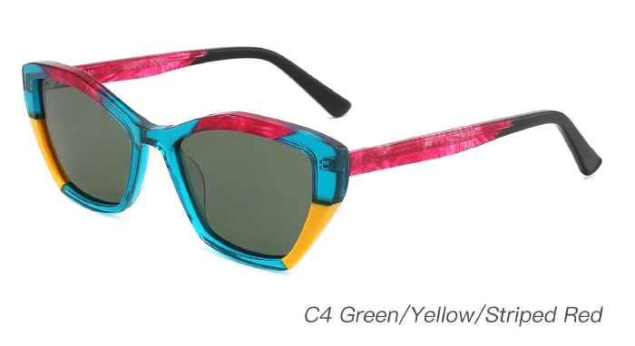 Ouyuan Eyewear AS00004 Occhiali da Sole Cat-Eye Colorati Donna