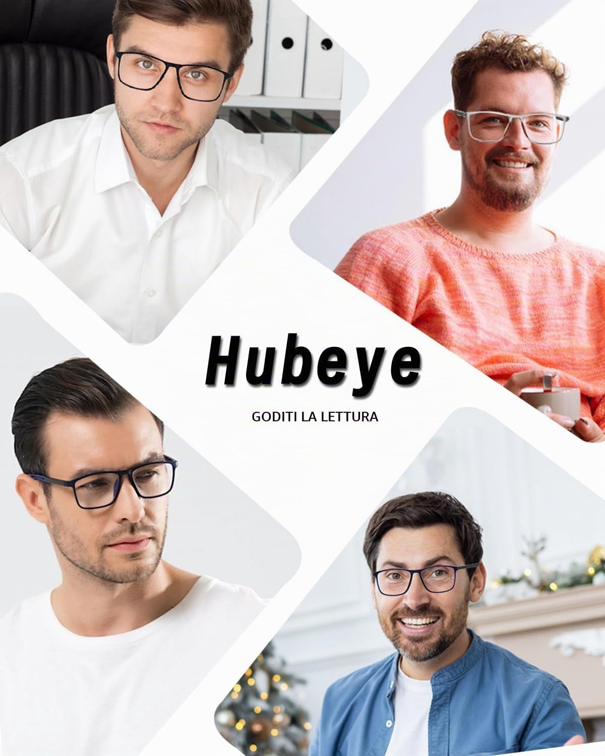 Hubeye TR90 Sports Occhiali Lettura 0.0 Anti Luce Blu 5 Paia