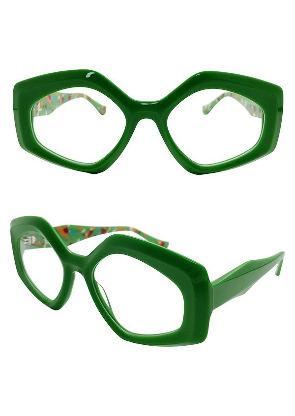 Ouyuan Eyewear NOA24116 montatura occhiali papillon verde acetato