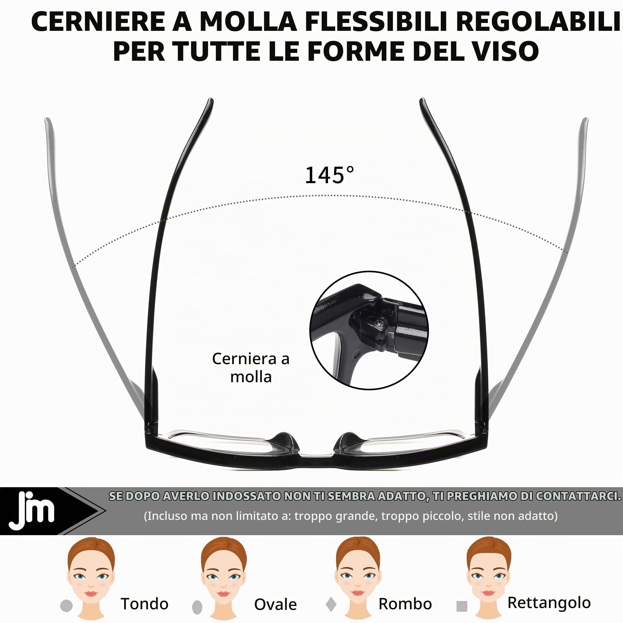 JM Occhiali da Lettura quadrati 3 pack misti nero tartaruga +2.00